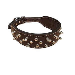 Genuine Leather Spiked Studded Dog Collars for All Breeds Neck Belt 21in No Size
